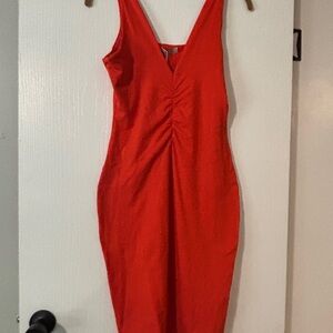Oh Polly Red Ruched Bodycon Dress